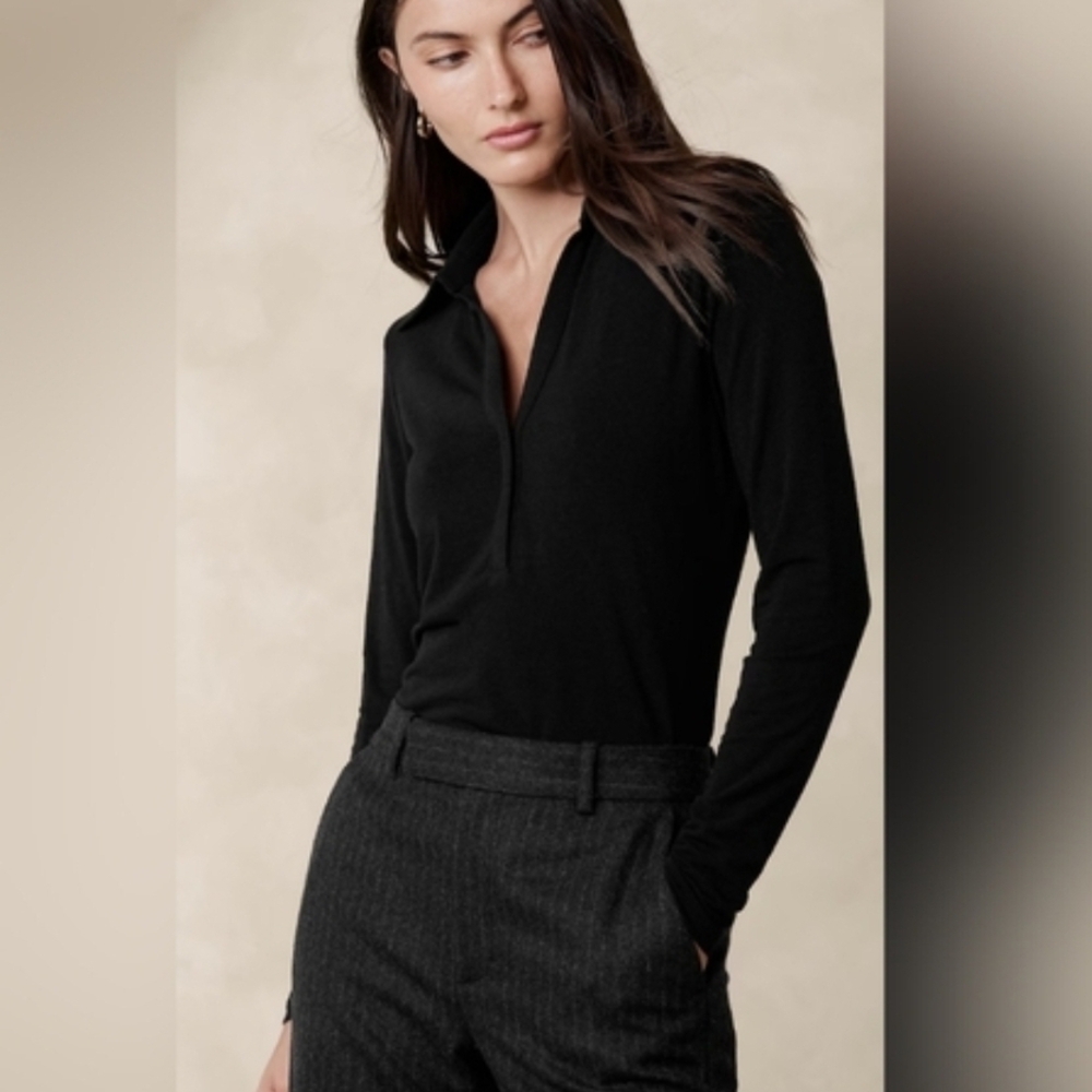 Banana Republic Luxe Wool-Blend Polo Top